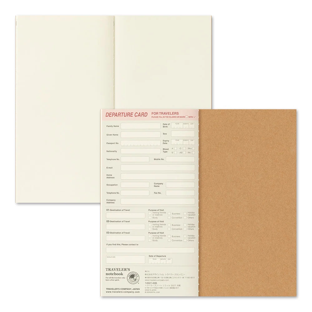 TRAVELER'S Company 2027 Diaries Monthly Back Info Card