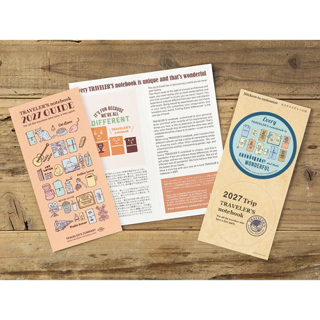 TRAVELER'S Company 2027 Diaries Weekly + Memo Layout Cover Alternate view of packaging inserts