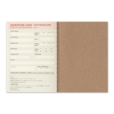 2027 TRAVELER'S Company Weekly Diary Passport Size Inside Back Cover Layout