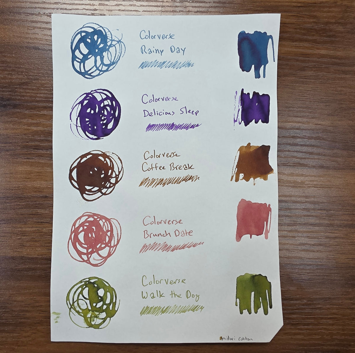 Colorverse Joy in the Ordinary Ink Bottles Swatches