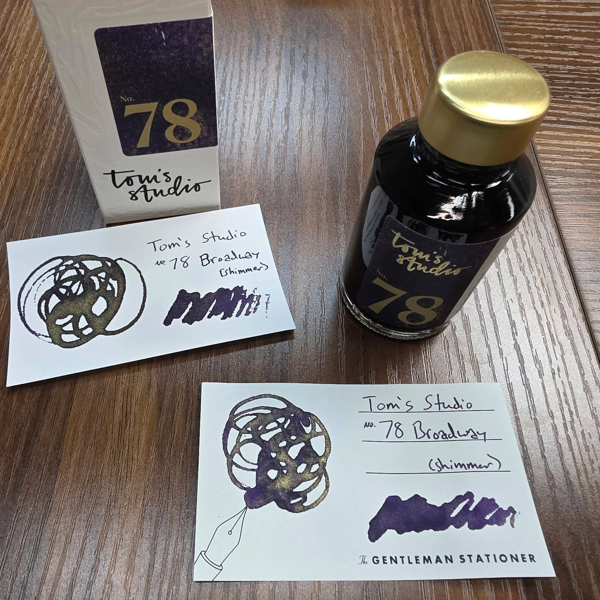 Tom's Studio Bottled Shimmer Ink No. 78 Broadway Swatch and Bottle