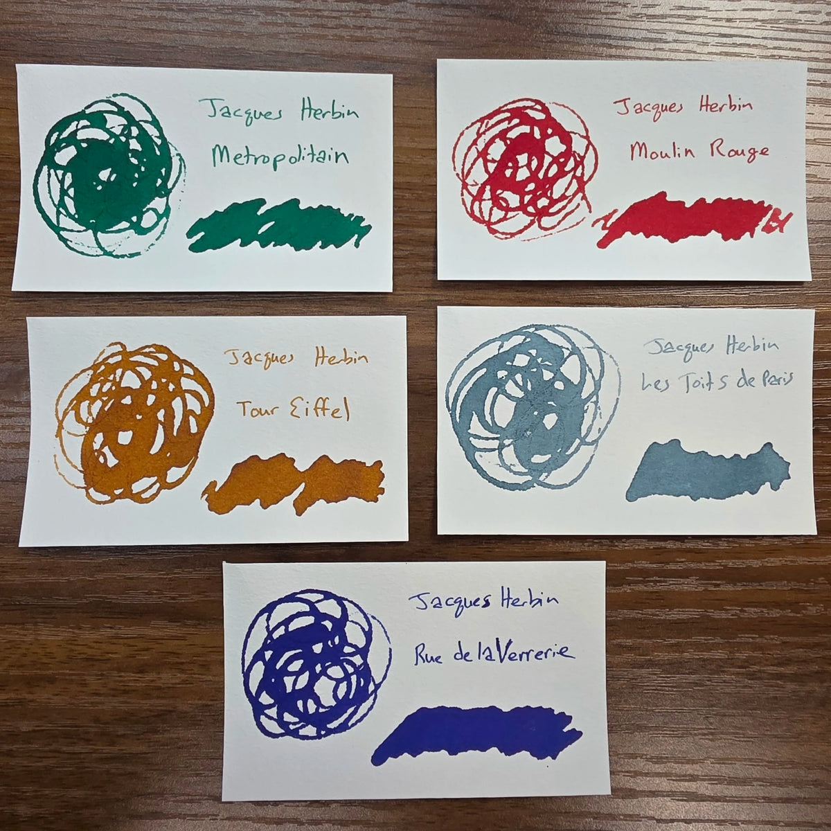 Herbin Les Couleurs de paris ink swatches second type of paper