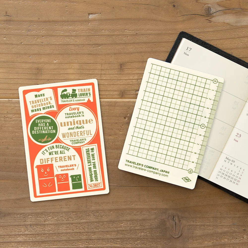 2027 TRAVELER'S Notebook Pencil Board Showing Front and Reverse Grid Pattern