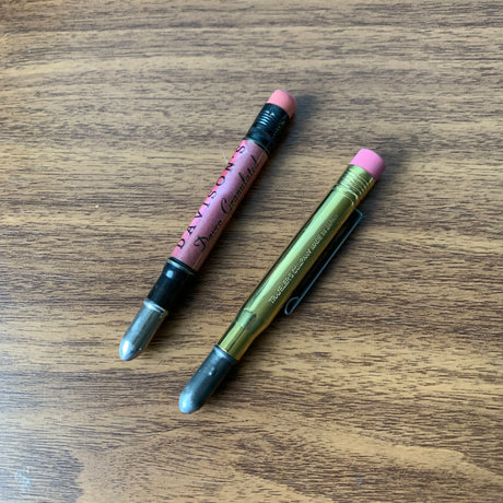 TRAVELER'S Company Brass Bullet Pencil Shown with Vintage Bullet Pencil