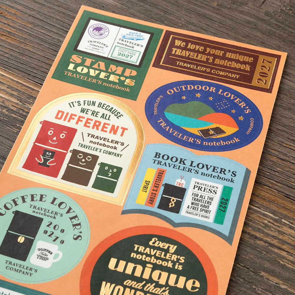 TRAVELER'S Diary 2027 Themed Sticker Sheets Showing Different Sticker Designs
