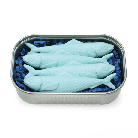 Fred & Friends Sardine Erasers in tin on paper
