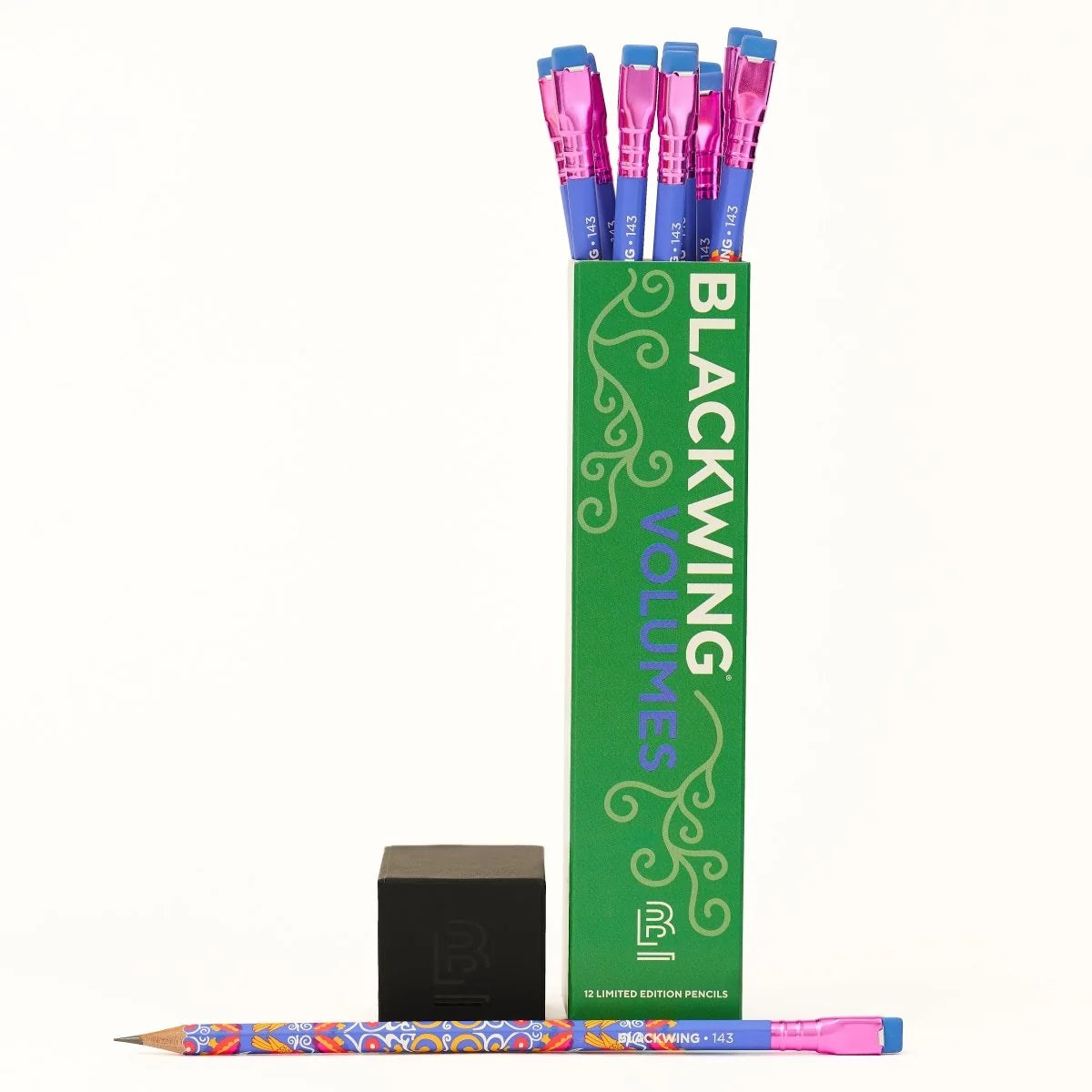 Blackwing Frida Kahlo Pencil Showing Packaging and Eraser caps
