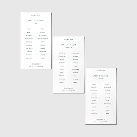 Cloth & Paper Label Planner Stickers in three different formats