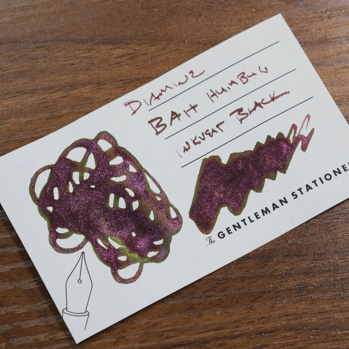 Diamine Inkvent Purple Edition Bottle Bah Humbug Swatch