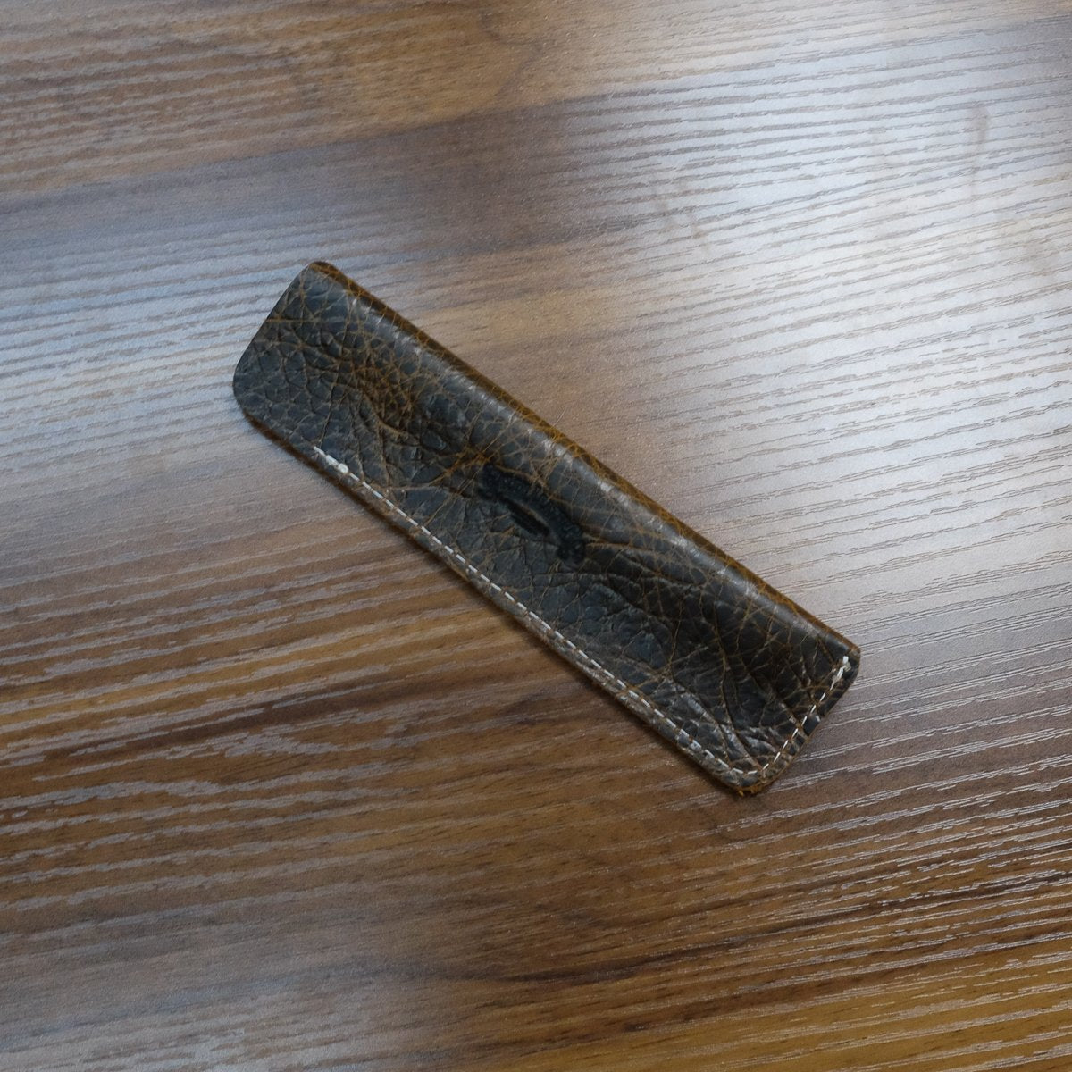 Galen Leather Single Pen Sleeves Dark Brown Pebbled