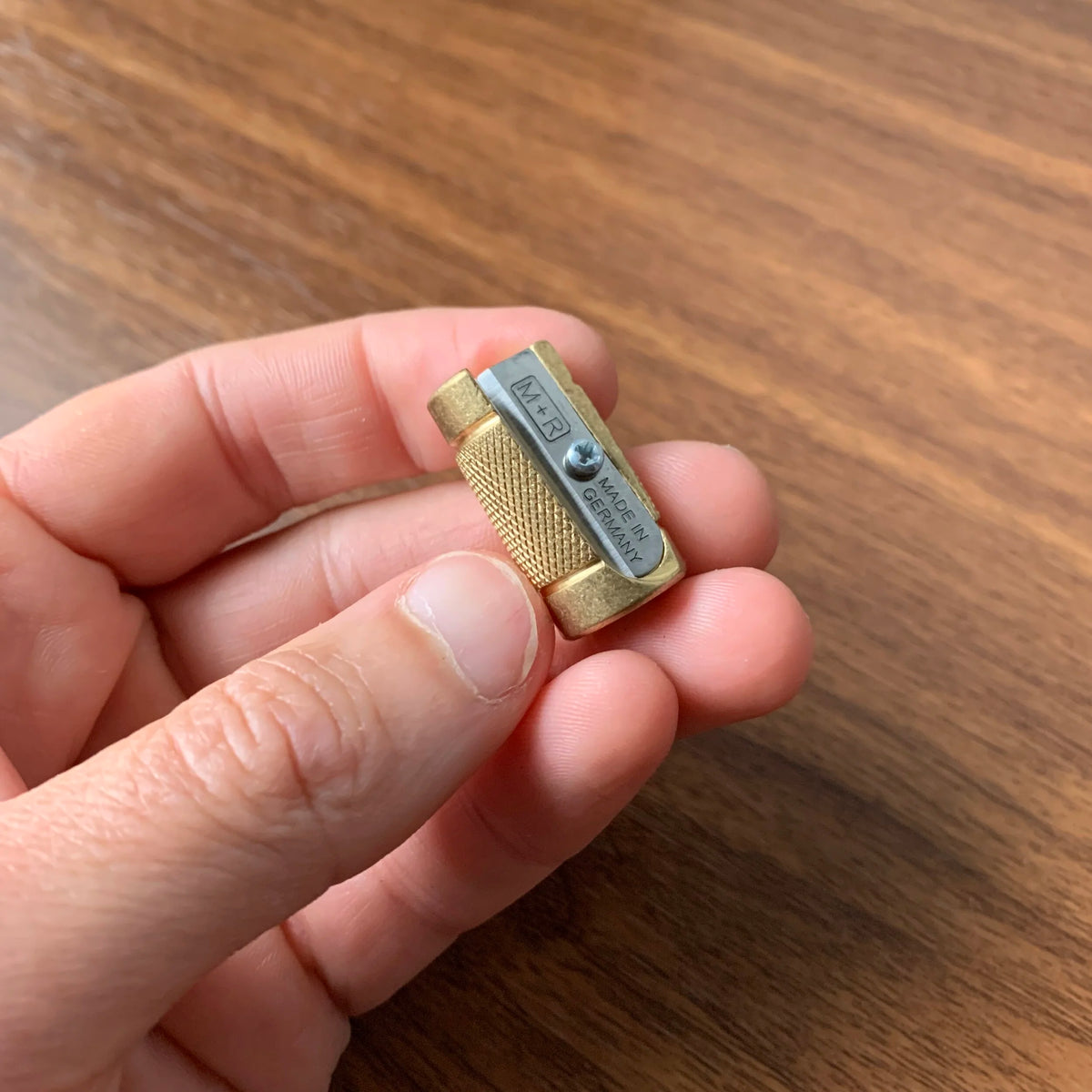 M+R Brass Pencil Sharpener / "Castor" Long-Point