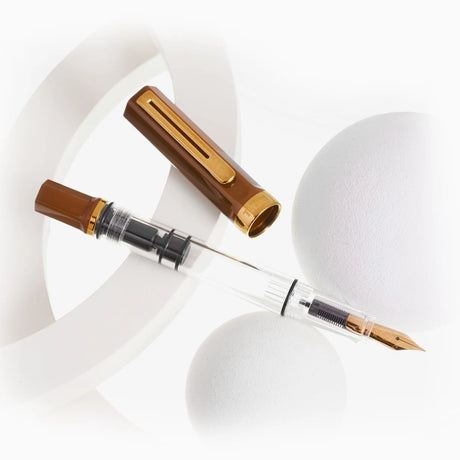 TWSBI Espresso Bronze Fountain pen with brown and gold accents on a white background
