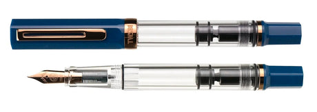 TWSBI ECO Indigo + Bronze Fountain Pen Uncapped and Capped