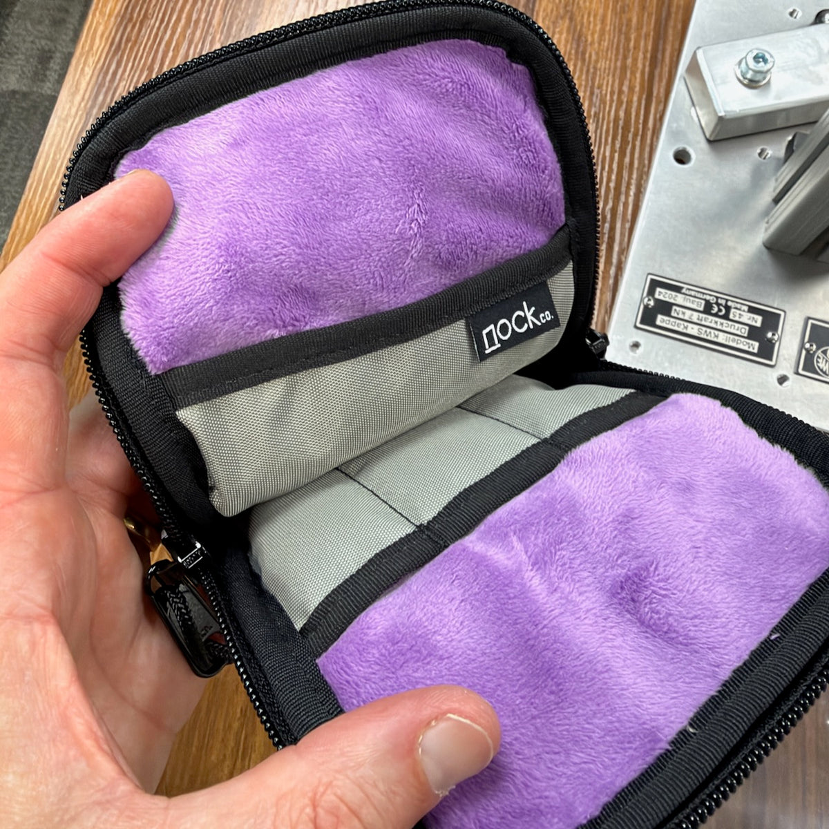 TGS Rickshaw Sinclair Zippered pen case featuring Nick Dominguez Cloud Artwork in Purple Interior