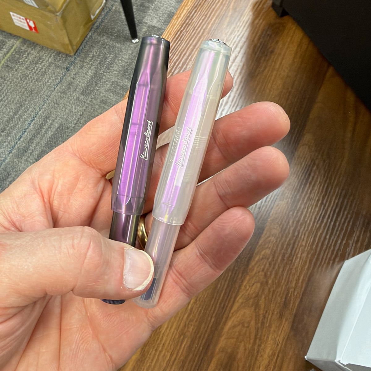 Kaweco Lunar Sport Rollerballs Capped in Hand showing color in light