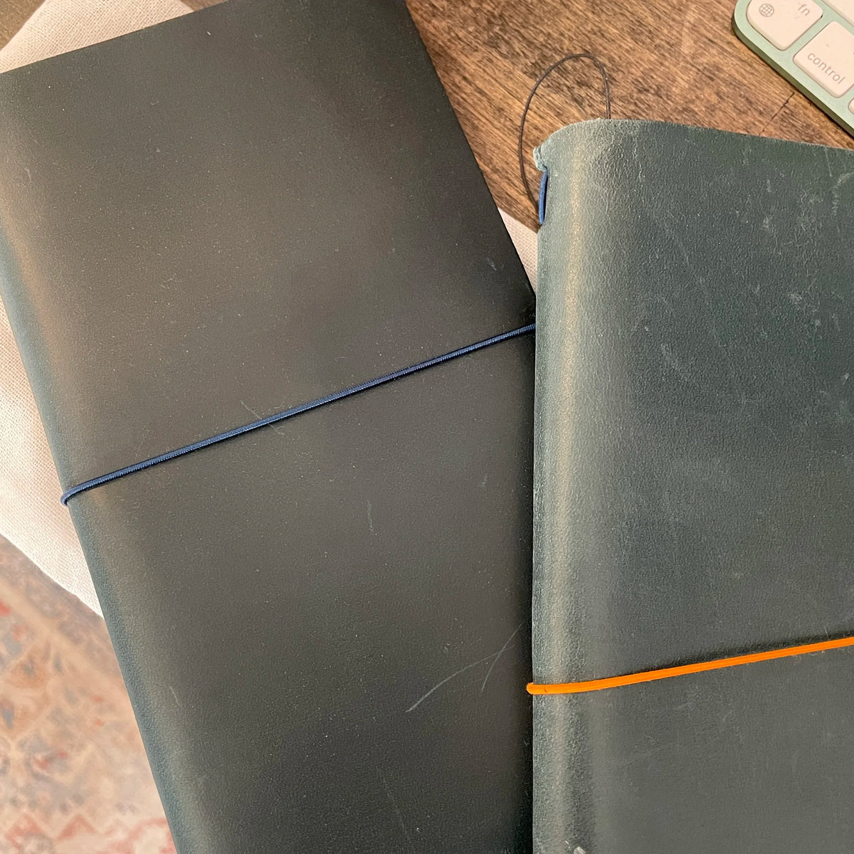 TRAVELER'S Notebook Standard Size Starter Kit Blue and Brown Aged