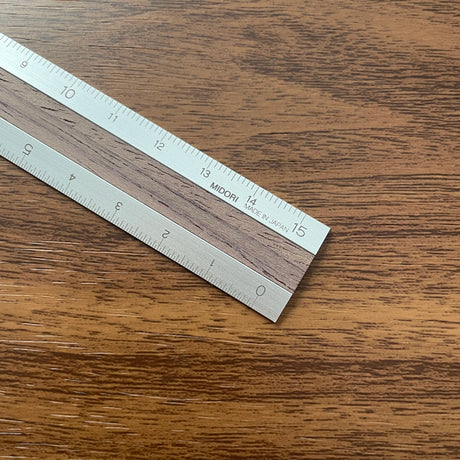 Midori Aluminum + Wood Rulers Close-Up Silver