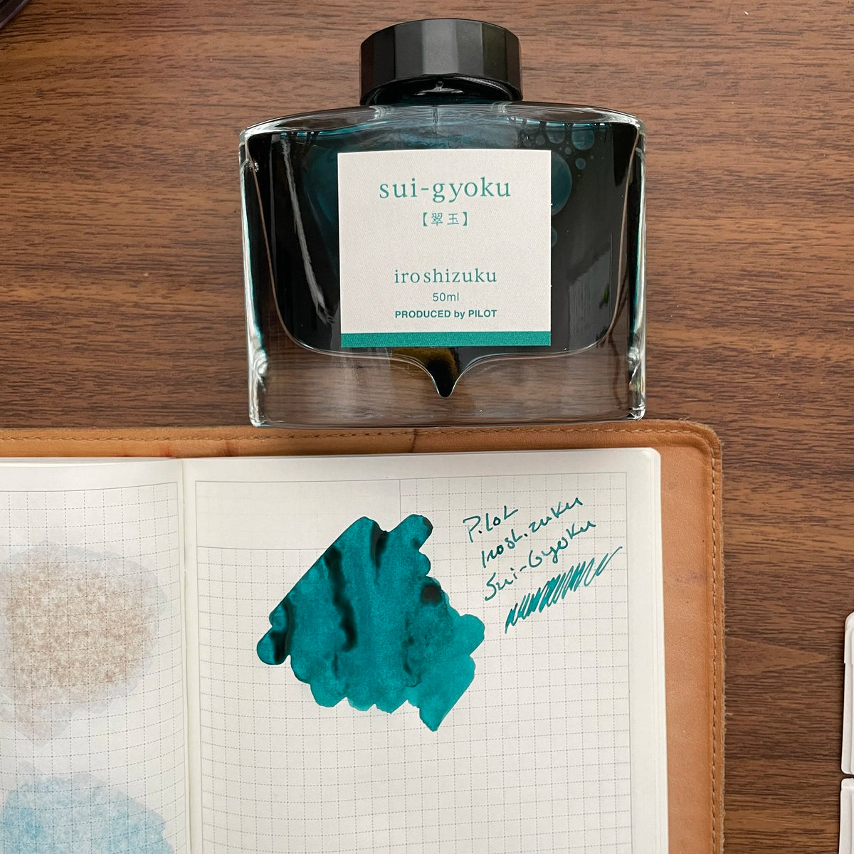 Pilot Iroshizuku Fountain Pen Ink 50ml Bottles Sui Gyoku with Swatch