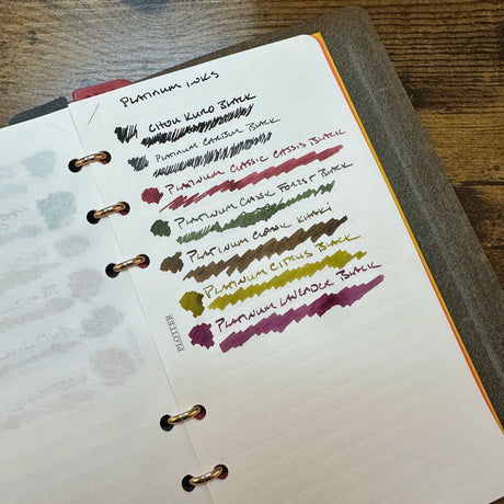 Platinum Classic Iron Gall Inks All Swatches on MD Cotton