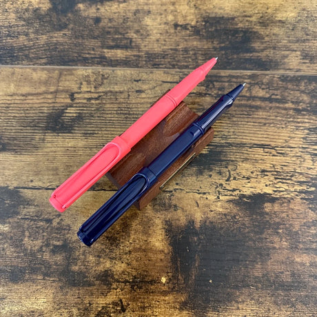 Lamy Safari Dark Dusk and Coral Special Edition Rollerballs with Posted Caps