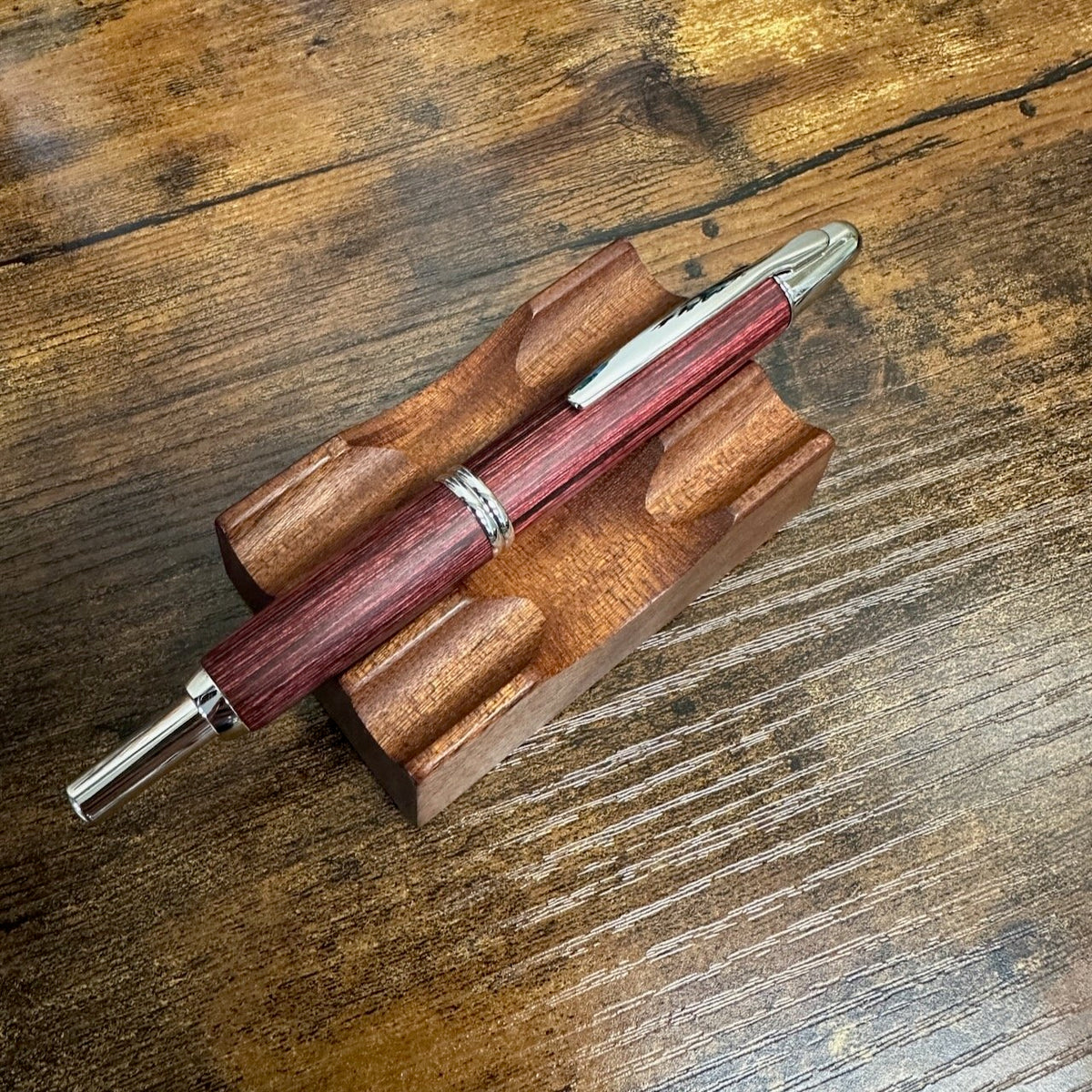 Pilot Capless Vanishing Point Birchwood Red Fountain Pen