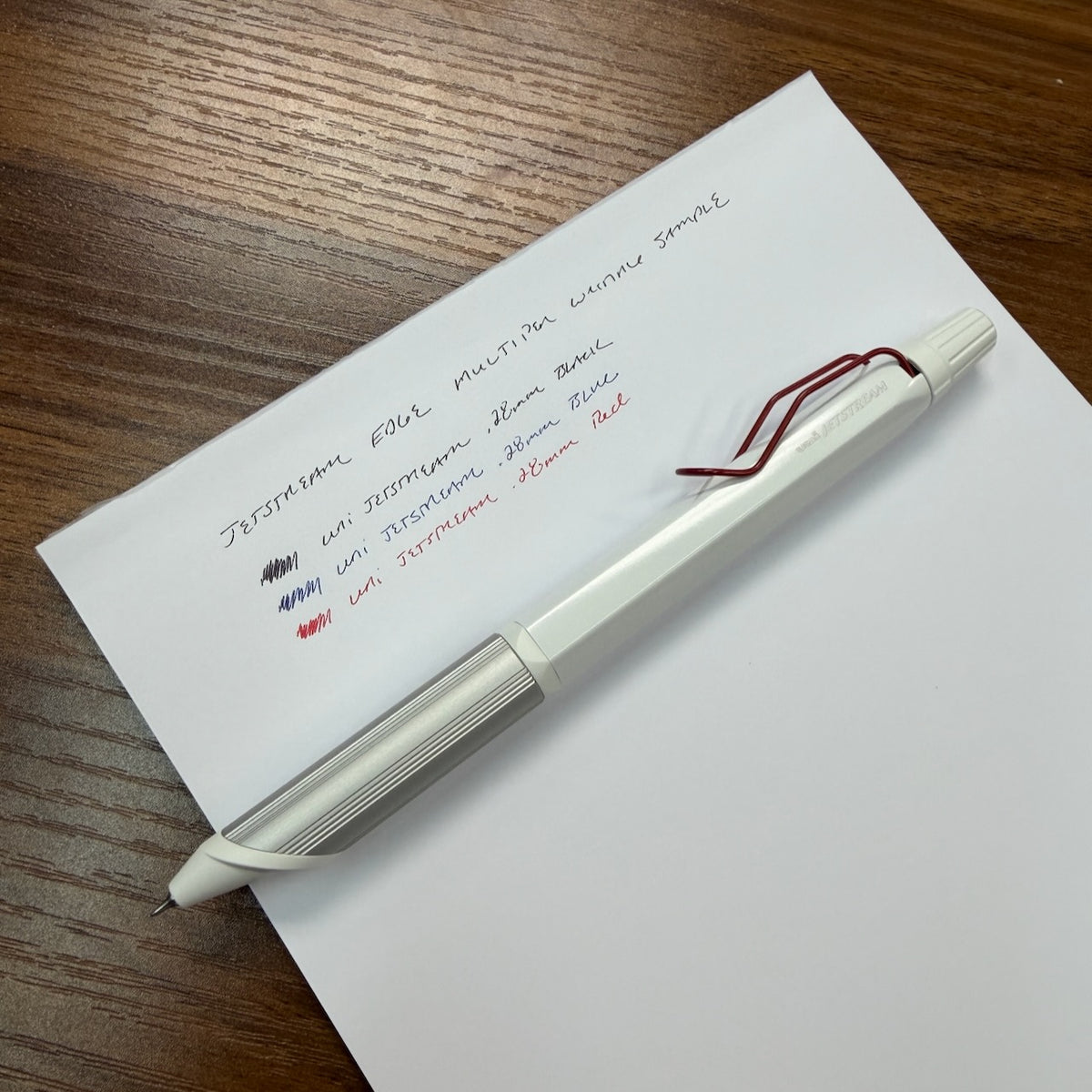 Uni Jetstream Edge Writing Sample in all three .28mm colors