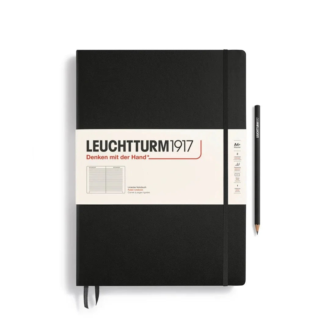 Leuchtturm 1917 A4 Master Hardcover Notebook Black Lined