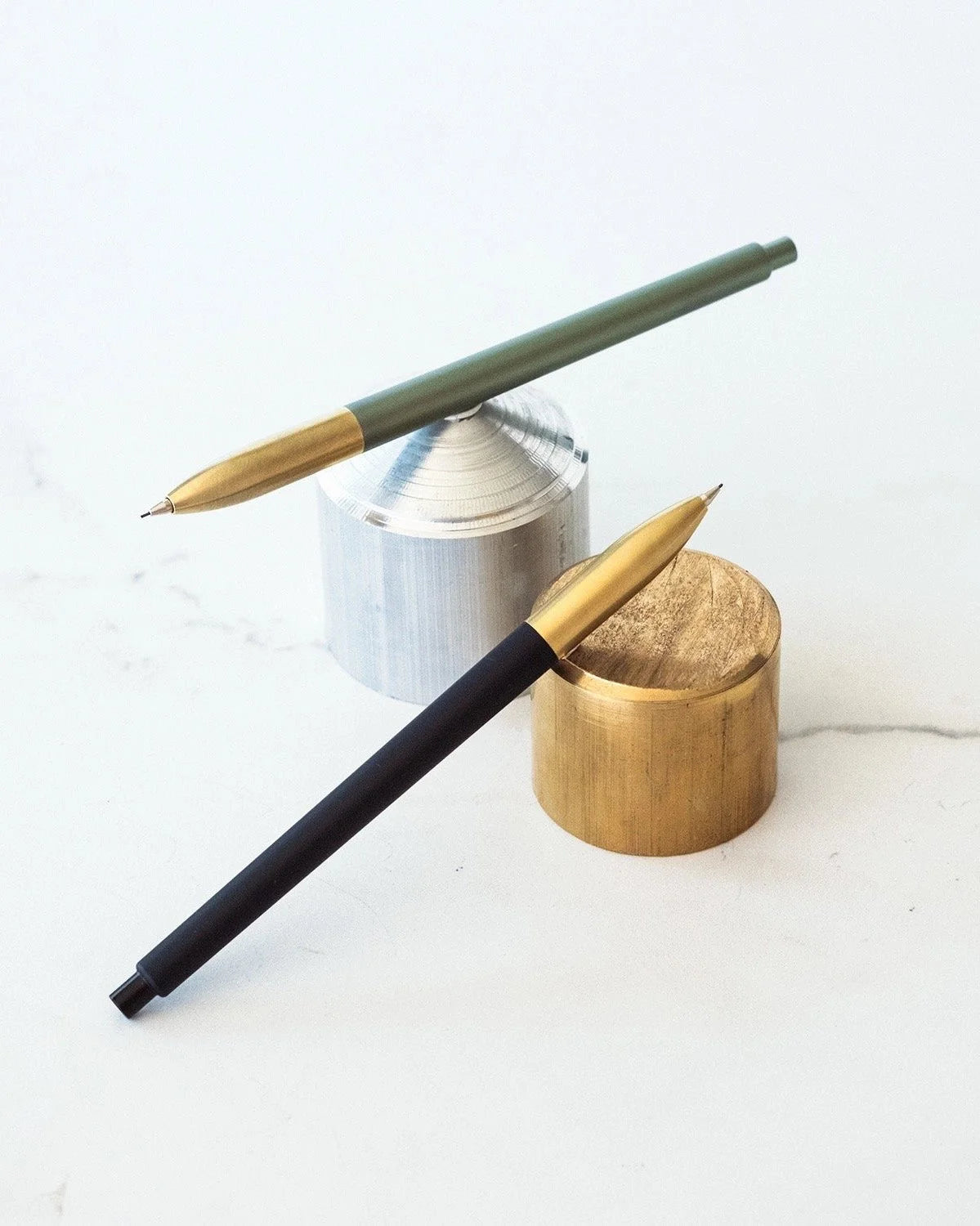 Tom's Studio Mechanical Pencil Green and Black on Pen Stands