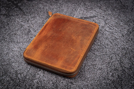 Galen Leather 10 Slot Pen Case with A5 Notebook Holder