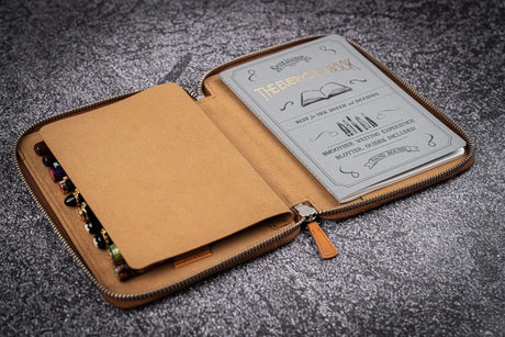 Galen Leather 10 Slot Pen Case with A5 Notebook Holder