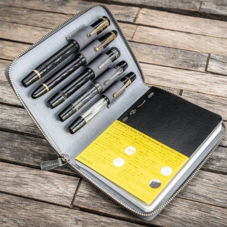Galen Leather Zippered 5-Slot Pen Case