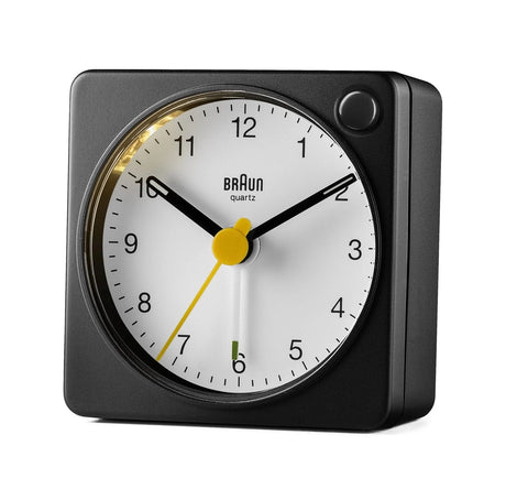 Braun Small Travel Alarm Clock Black with White Face