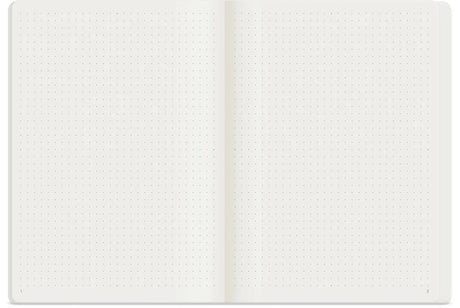 Interior of Wonderland222 A5 Notebook with dot grid layout and page numbers.