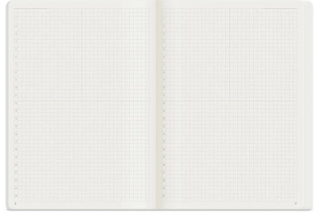 Interior of Wonderland222 B6 Notebook with grid layout, numbers from 1 to 24 on every other row down left of page, and page numbers.
