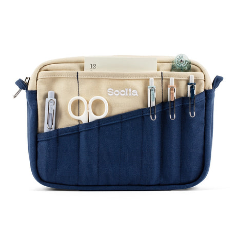 Soolla Studio Pouch in Marina Colorway showing front view loaded with tools