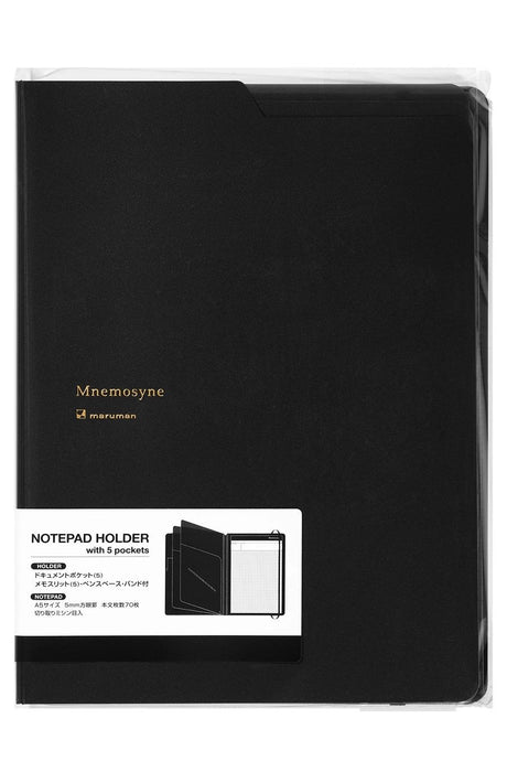 Maruman Mnemosyne Notepad Holder with Folder & Five Pockets