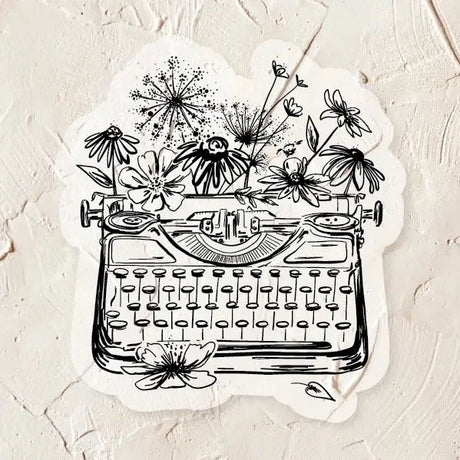 Belle & Union Vinyl Stickers Typewriter with Flowers