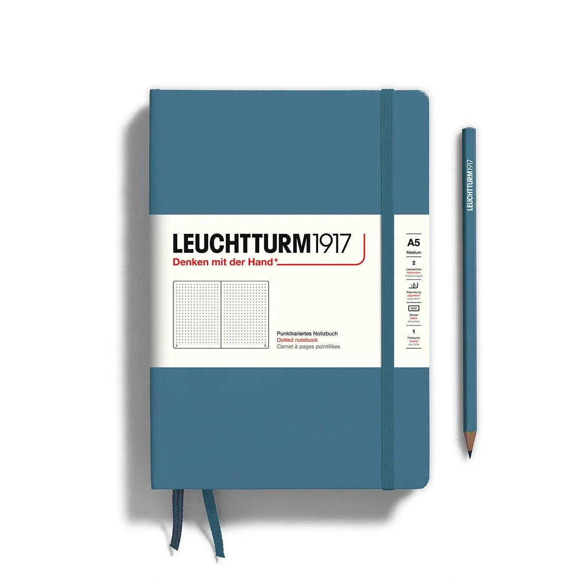 Leuchtturm 1917 A5 Hardcover Notebook Dot Stone Blue