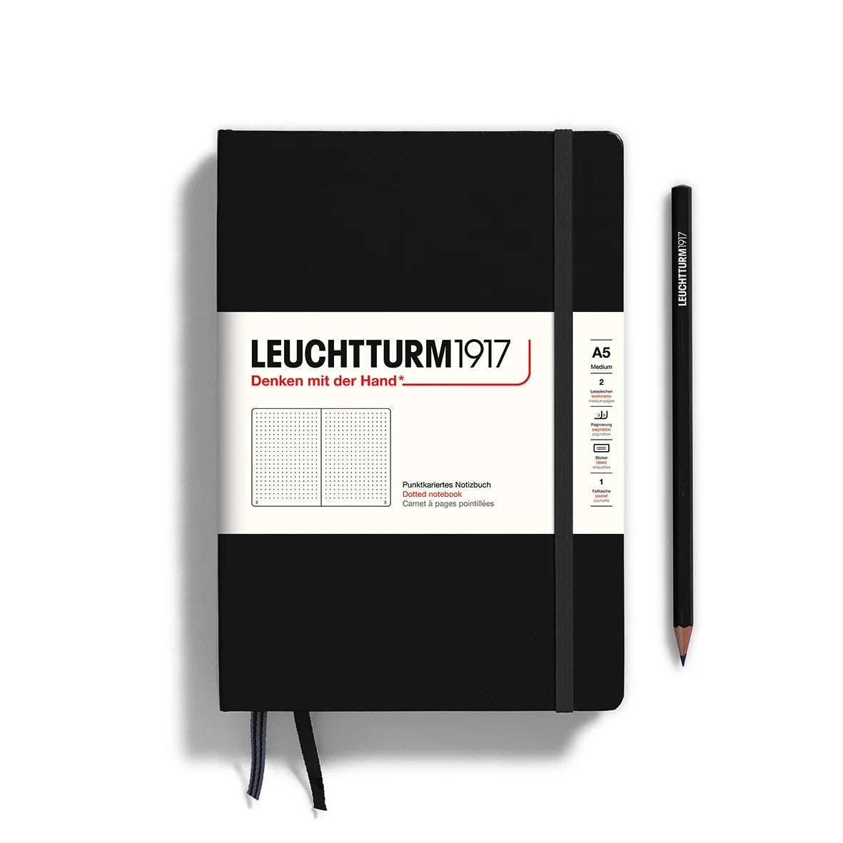 Leuchtturm 1917 A5 Hardcover Notebook Black Dot