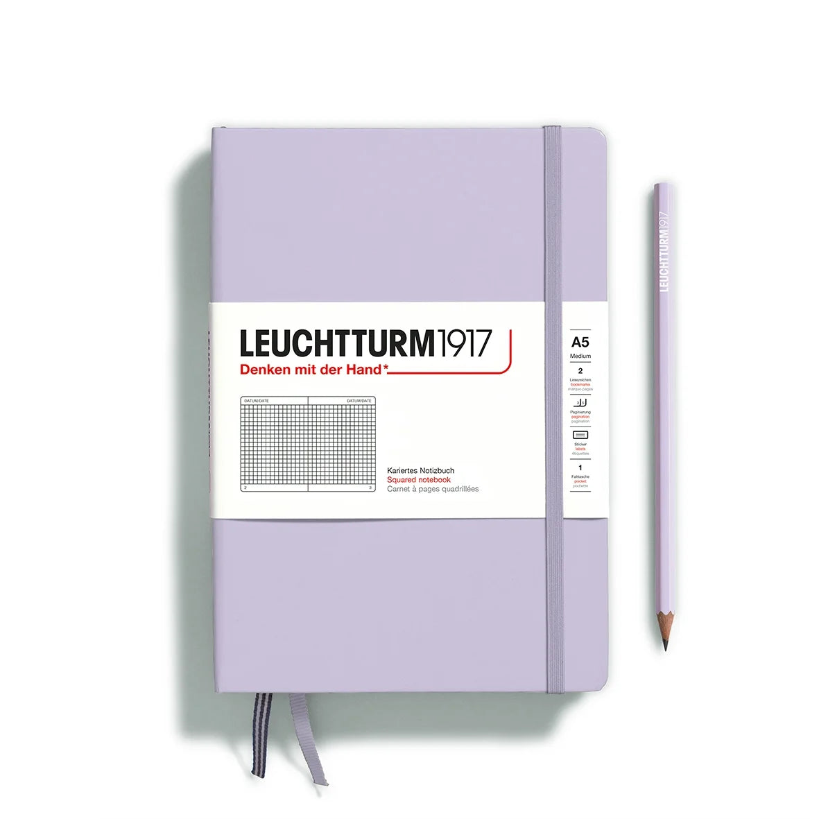 Leuchtturm 1917 A5 Hardcover Notebook Grid Lilac