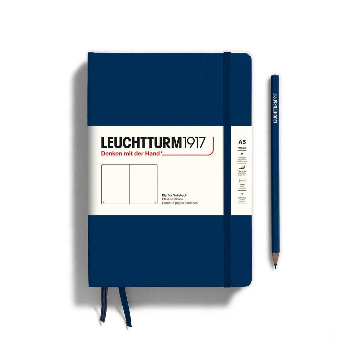 Leuchtturm 1917 A5 Hardcover Notebook Navy Blank