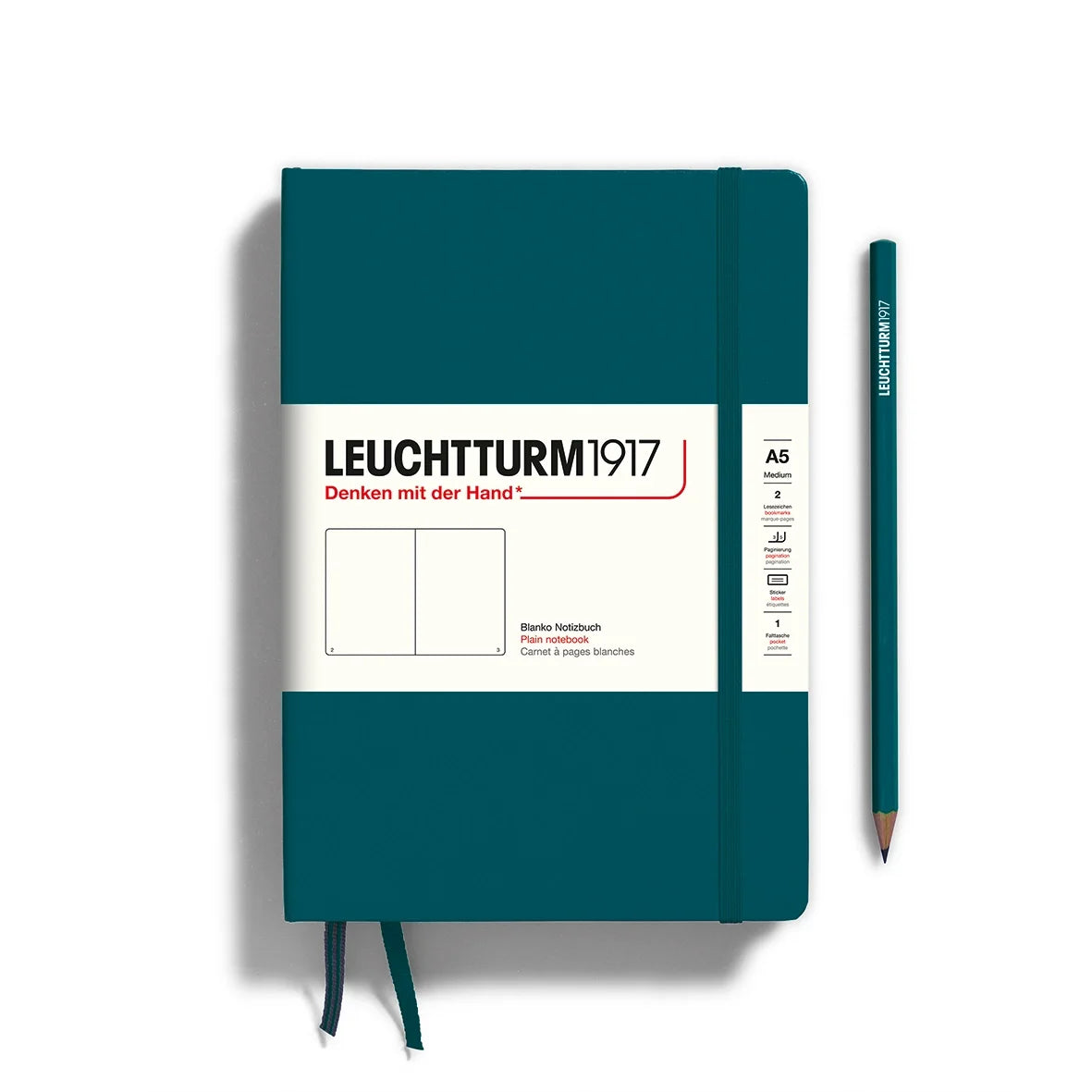Leuchtturm 1917 A5 Hardcover Notebook Blank Pacific Green