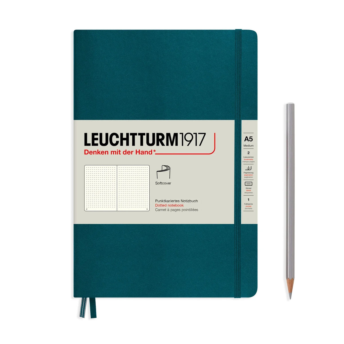 Leuchtturm 1917 A5 Hardcover Notebook Dot Pacific Green