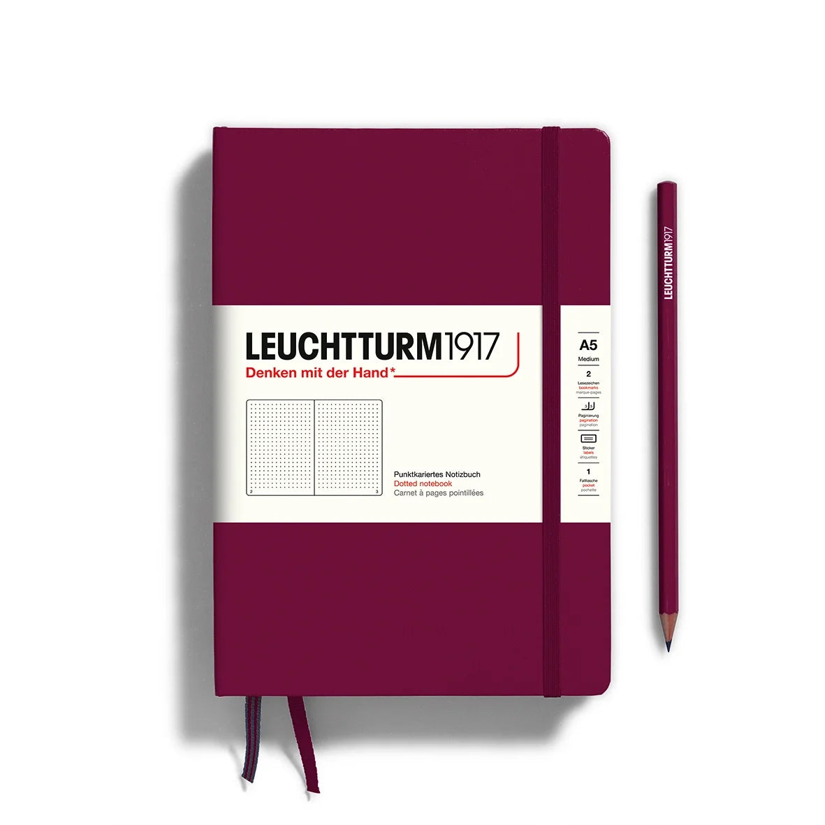 Leuchtturm 1917 A5 Hardcover Notebook Dot Port Red