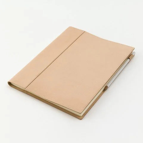MD Product Goat Leather Cover A4 Closed with Pencil