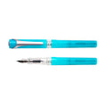 Ice Blue TWSBI Swipe fountain pen with silver accents on a white background