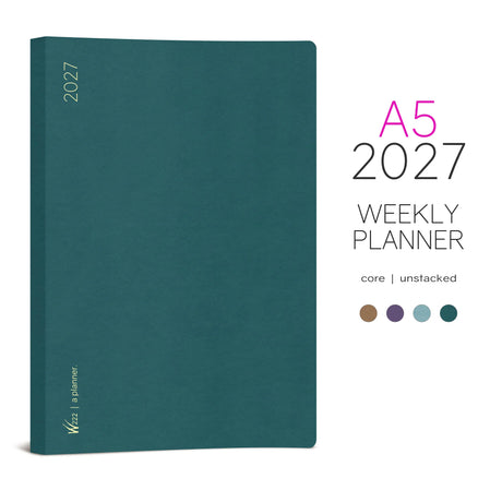 Wonderland222 2027 A5 Core Unstacked Weekends Planner cover image showing different color options