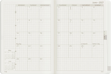 Wonderland222 2027 A6 Planner Core Stacked Weekends Monthly Page Following View