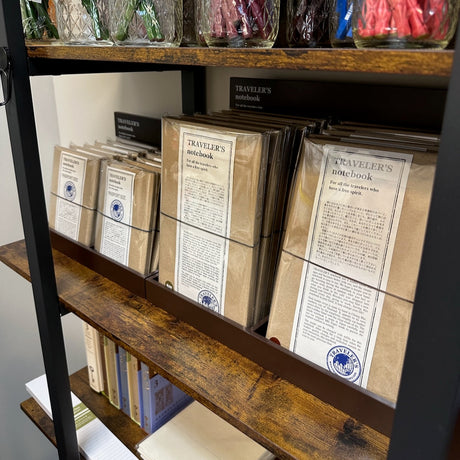 Standard and Passport-size Traveler's Notebooks on Shelf