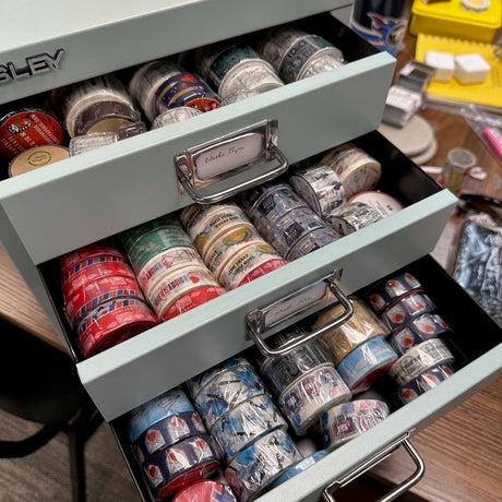 Assorted Washi Tapes on Display in Drawers